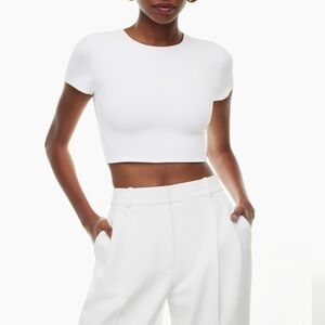 Aritzia Babaton white Contour cropped t-shirt